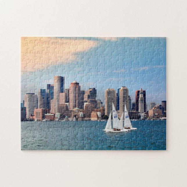 USA, Massachusetts. Boston Waterfront Skyline 3 Pussel (Horisontell)