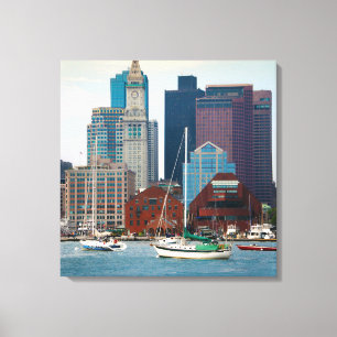 USA, Massachusetts. Boston Waterfront Skyline Canvastryck