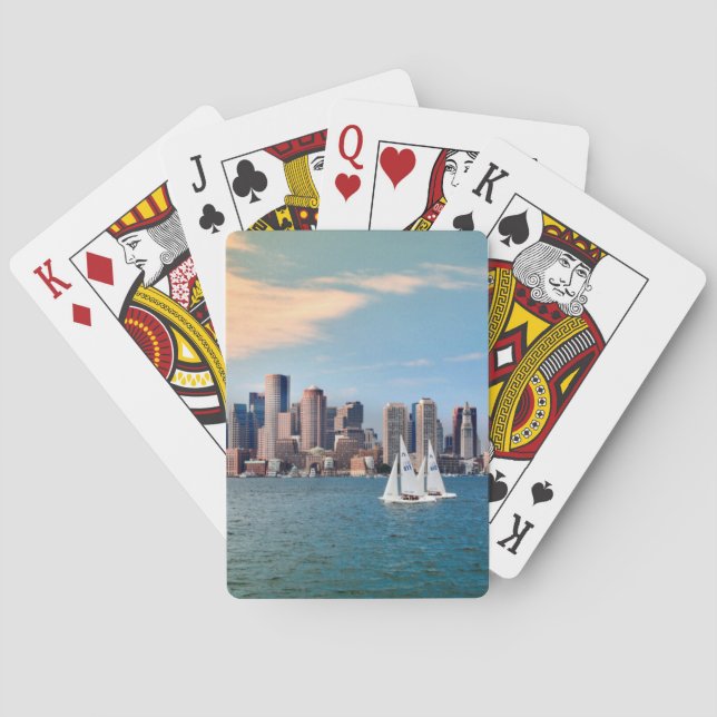 USA, Massachusetts. Bostons strandpromenad 3 Spel Kort (Baksidan)