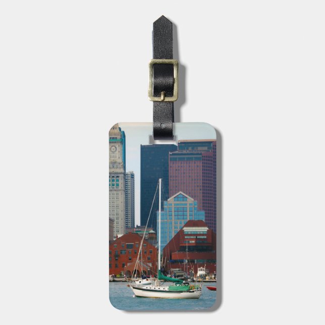 USA, Massachusetts. Bostons strandpromenad panoram Bagagebricka (Vertikal Framsida)