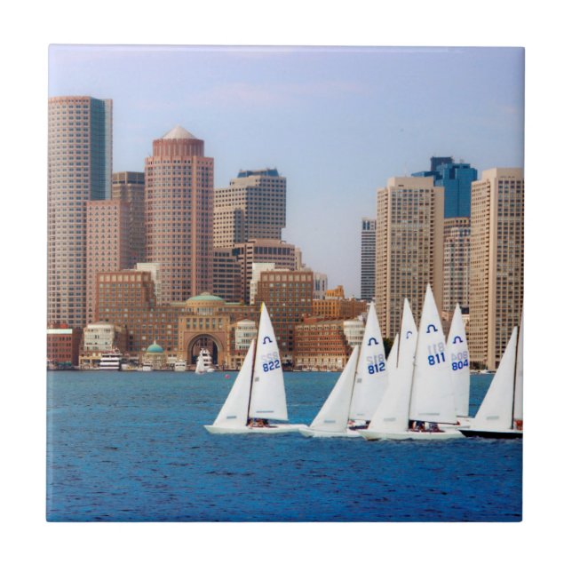 USA, Massachusetts. Bostons strandpromenad panoram Kakelplatta (Framsidan)