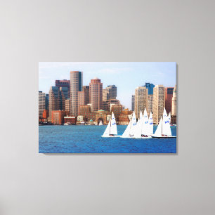 USA, Massachusetts. Bostons strandpromenad Siluett Canvastryck