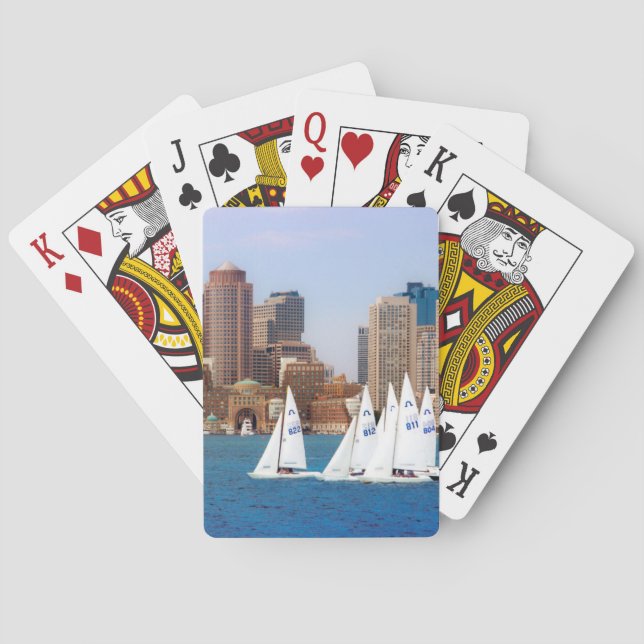 USA, Massachusetts. Bostons strandpromenad siluett Casinokort (Baksidan)