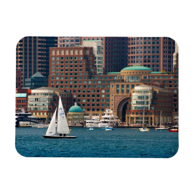 USA, Massachusetts. Bostons strandpromenad Skyline Magnet (Horisontell)