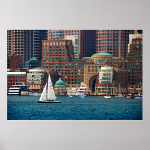 USA, Massachusetts. Bostons strandskyline 2 Poster