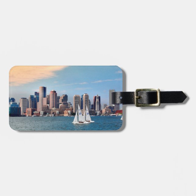USA, Massachusetts. Bostons strandskyline 3 Bagagebricka (Horisontell Framsida)