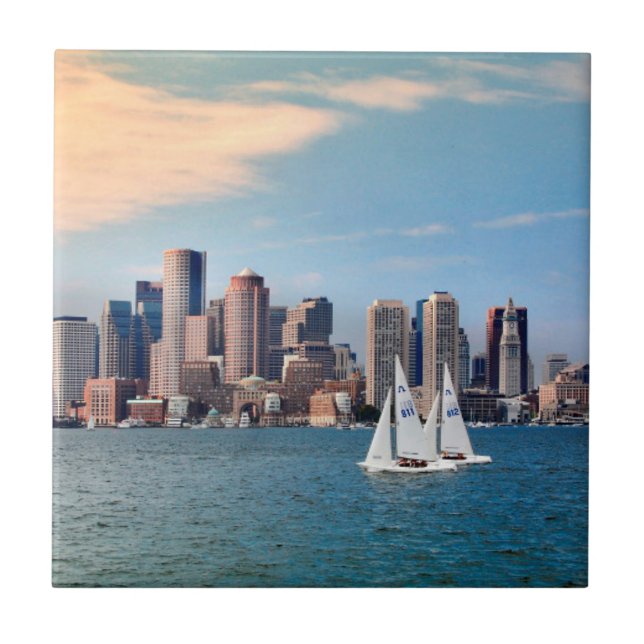USA, Massachusetts. Bostons strandskyline 3 Kakelplatta (Framsidan)