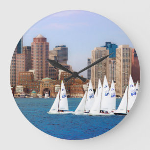 USA, Massachusetts. Bostons strandskyline 4 Stor Klocka
