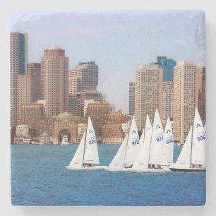 USA, Massachusetts. Bostons strandskyline 4 Underlägg Sten