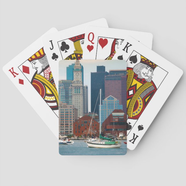 USA, Massachusetts. Bostons strandskyline Casinokort (Baksidan)