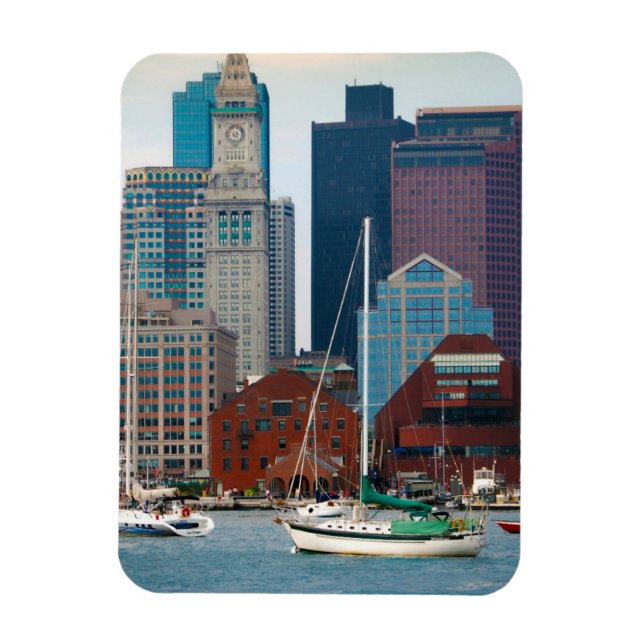 USA, Massachusetts. Bostons strandskyline Magnet (Vertikal)