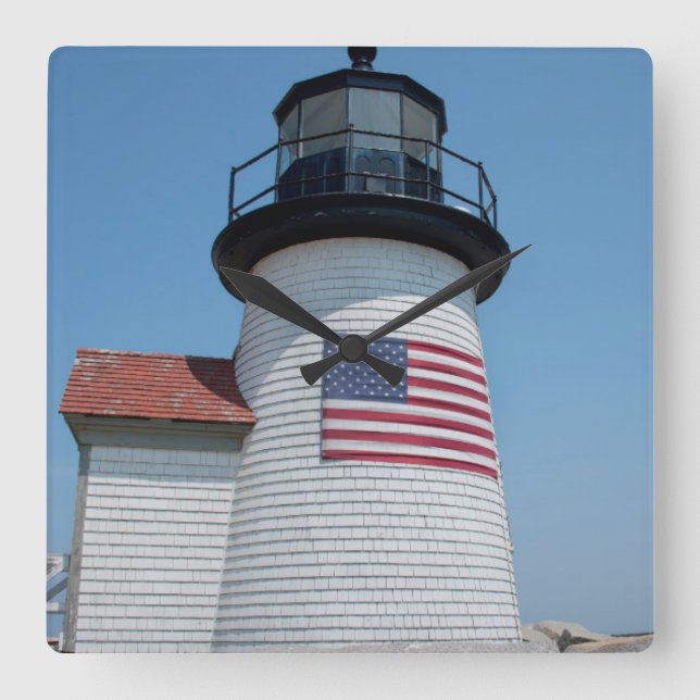 USA, Massachusetts, Nantucket. Brant Point Fyrkantig Klocka (Framsida)