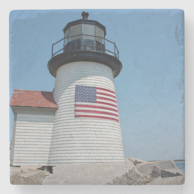 USA, Massachusetts, Nantucket. Brant Point Underlägg Sten (Framsidan)