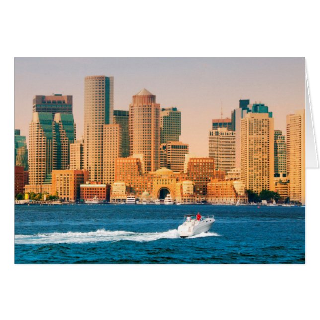 USA, Massachusetts. Panorama över Boston Waterfron Hälsningskort (Framsidan Horizontal)