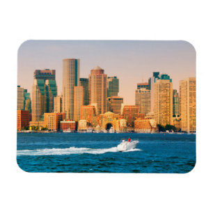 USA, Massachusetts. Panorama över Boston Waterfron Magnet