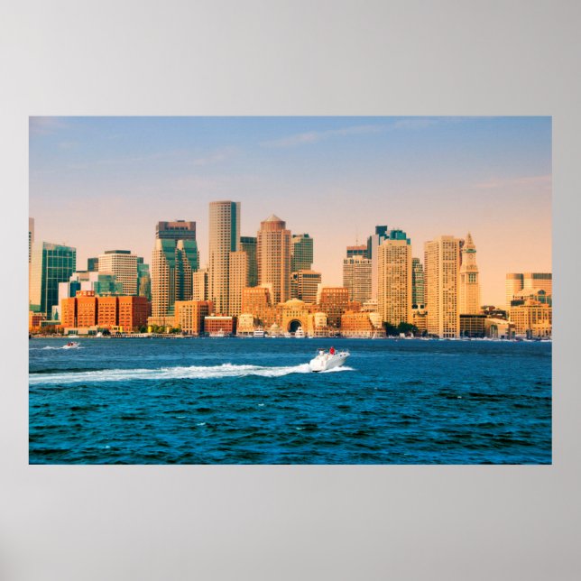 USA, Massachusetts. Panorama över Boston Waterfron Poster (Framsidan)