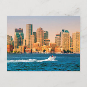 USA, Massachusetts. Panorama över Boston Waterfron Vykort
