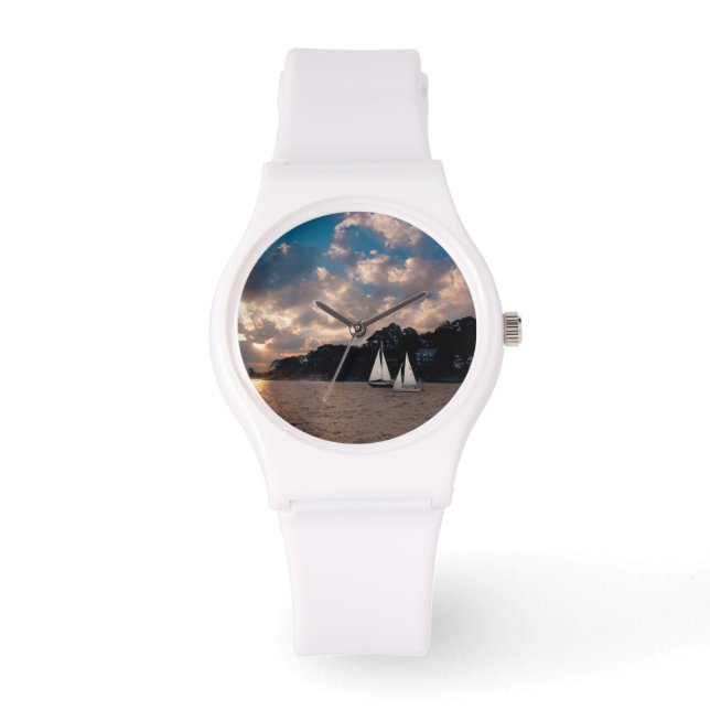USA, Massachusetts. Segling vid solnedgång Armbandsur (Framsida)