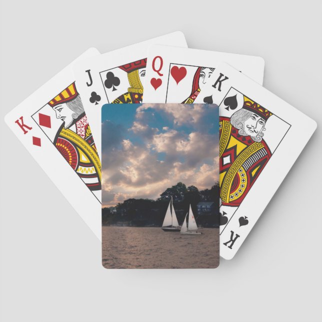 USA, Massachusetts. Segling vid solnedgång Casinokort (Baksidan)