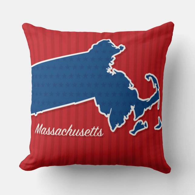 USA Massachusetts State Stars och stripes Karta Kudde (Framsida)