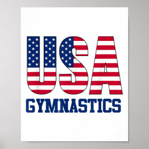 USA med American Flagga Gymnastics Sports Poster