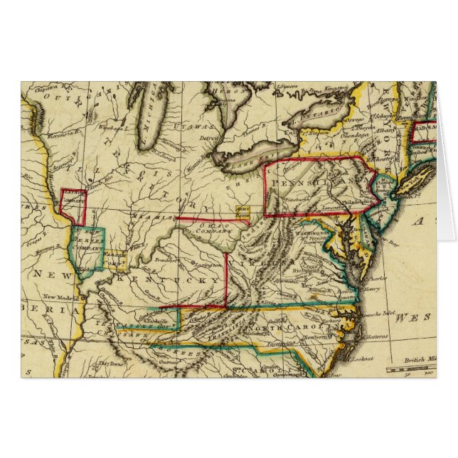 USA med gränser Hälsningskort (Framsidan Horizontal)