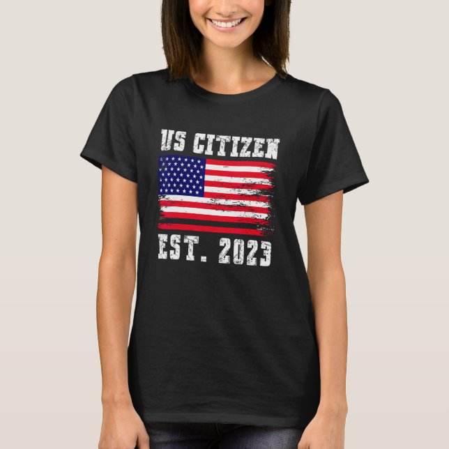 USA-medborgarskap EST. 2023 Proud Immigration Amer T Shirt (Framsida)