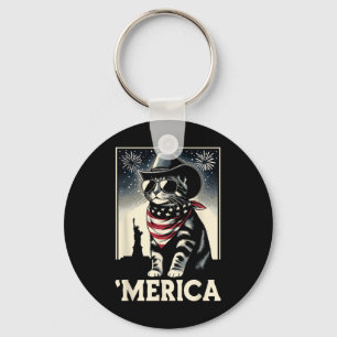 Usa merica Cat 4:e juli Manar Women Kids Funny Pa Nyckelring