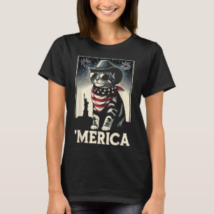 Usa merica Cat 4:e juli Manar Women Kids Funny Pa T Shirt
