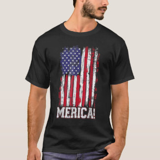 Usa Merica Flagga för Patriotic Independence day 4 T Shirt