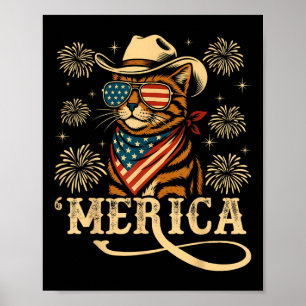 Usa Merica, katt 4:e juli, Manar Women Kids Funny Poster