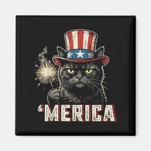 USA Merica Katt 4 juli Män Kvinnor Barn Rolig Magnet