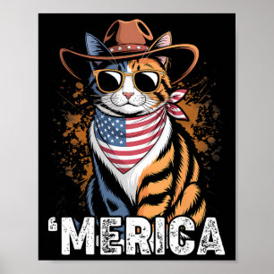 Usa merica Katt 4 juli Män Kvinnor Barn Rolig Pa Poster