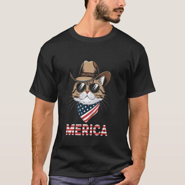 USA 'Merica Perser Katt 4 juli T Shirt (Framsida)