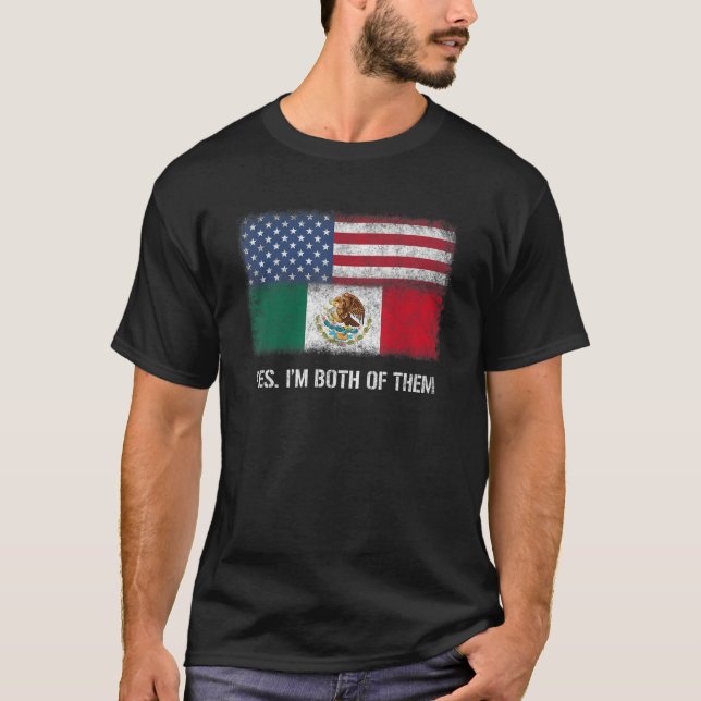 USA Mexikanska Flagga Dual Citizen Citi T Shirt (Framsida)