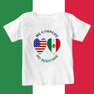 USA Mexiko Flag Hjärtor Mitt Land Mitt Kulturarv T Shirt