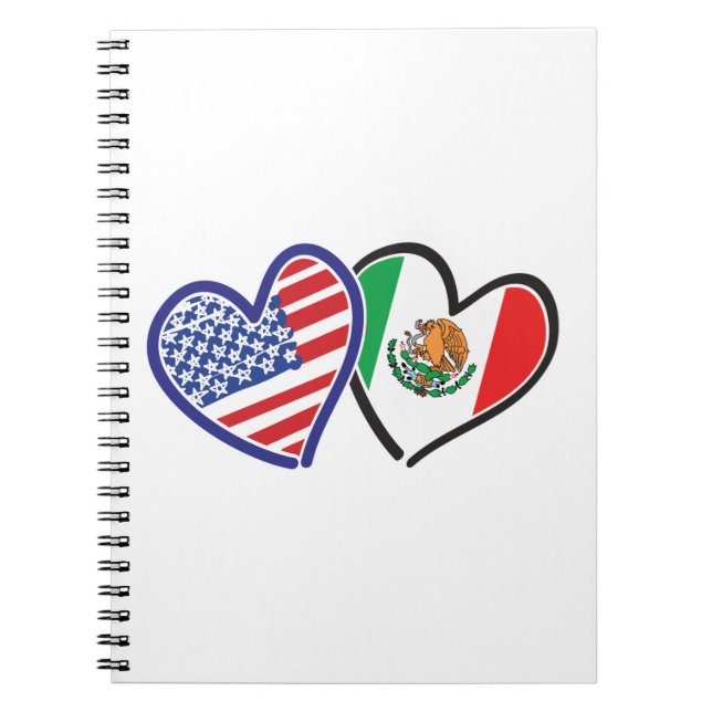 USA Mexiko Heart Flaggor Anteckningsbok (Framsidan)