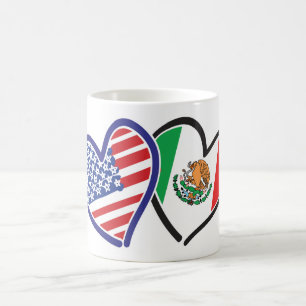 USA Mexiko Heart Flaggor Kaffemugg