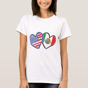 USA Mexiko Heart Flaggor Tee