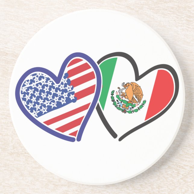 USA Mexiko Heart Flaggor Underlägg (Framsidan)