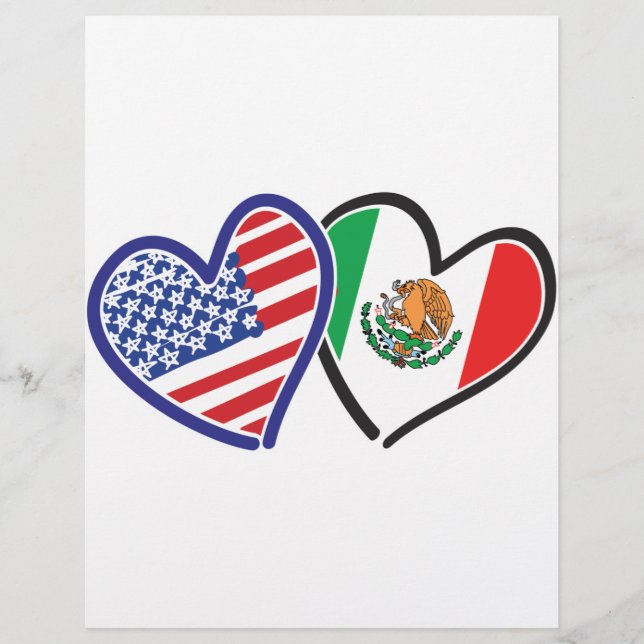 USA Mexiko Hjärtan Flaggor (Framsida)