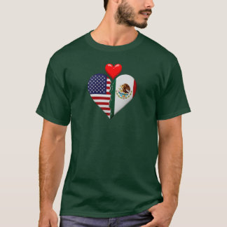 USA Mexiko Hjärtflaggor Spanska Hispaniskt arv T Shirt