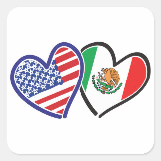 USA—Mexiko-Kärlek-2 Fyrkantigt Klistermärke
