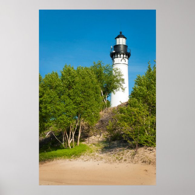 USA, Michigan. Au Sable Lighthouse vid Lake Poster (Framsidan)