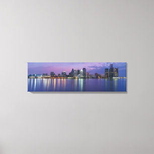 USA Michigan, Detroit horisont, natt Canvastryck