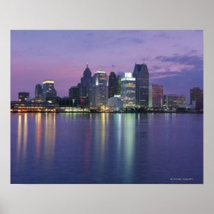 USA Michigan, Detroit horisont, natt Poster