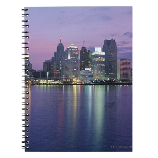 USA, Michigan, Detroit skyline, natt Anteckningsbok Med Spiral (Framsidan)