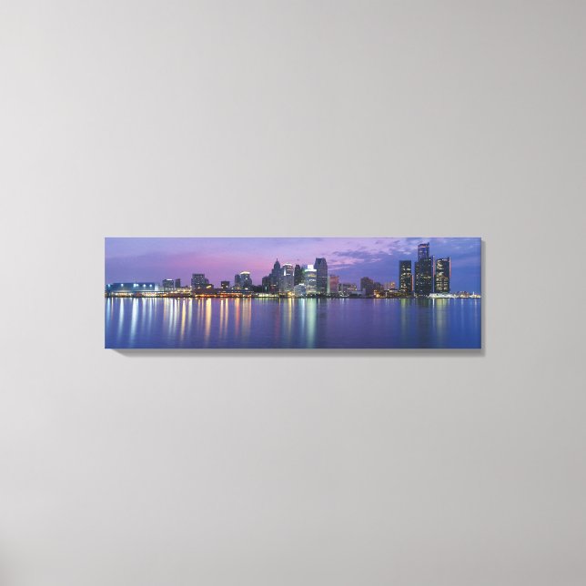 USA, Michigan, Detroit skyline, natt Canvastryck (Framsida)