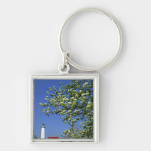 USA, Michigan, East Tawas. Tawas fyr med Fyrkantig Silverfärgad Nyckelring