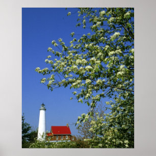 USA, Michigan, East Tawas. Tawas fyr med Poster